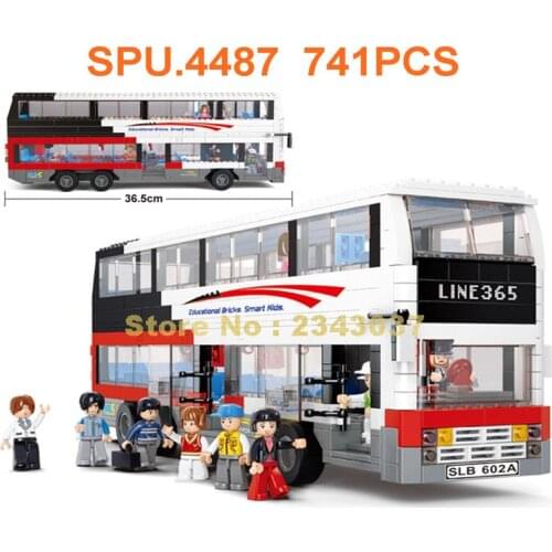 Sluban 0335 741pcs Urban Series Double-decker School Bus Building Block 9 Toy