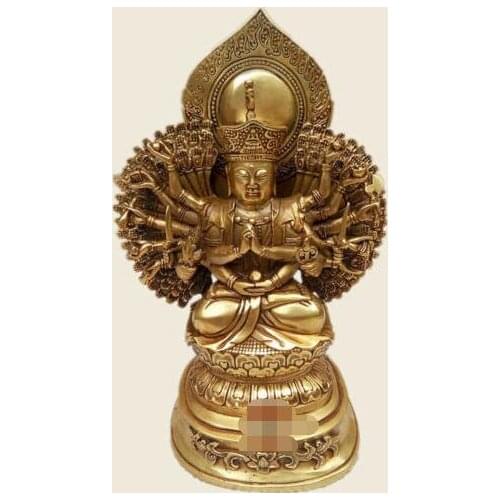 8" Tibetan Buddhist copper gilt Avalokiteshvara Ksitigarbha Buddha statue