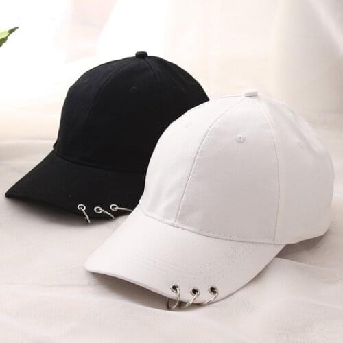 Men and women personality ring baseball caps solid color curved brim caps shading street hip-hop hats