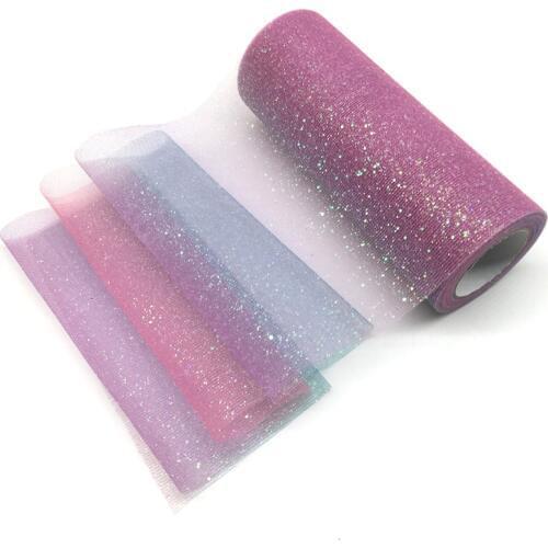 10Yard/Roll Width 15cm Glitter Rainbow Tulle Roll Crystal Sequin Organza DIY Craft Tutu Skirt Gift for Wedding Party Decor