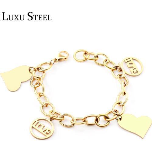 LUXUSTEEL Stainless Steel Hiphop 2020 Gold Color Big Size Width 10mm Cuban Link Chains Bracelets Bangles 20cm Length bracelet
