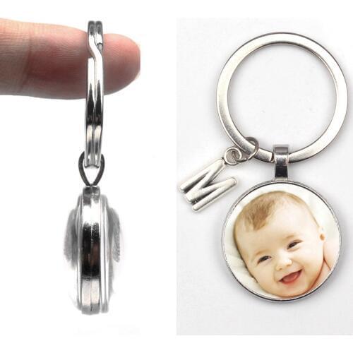 Customizeds keychain Double-sided round Photo Baby Child Dad Family Portrait Keychain Mom Brother Heart shaped Private Custom