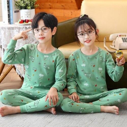Kids Clothes Baby Girls Pajamas Autumn Cotton Long Sleeve T Shirt Pyjamas Pijamas Set Cartoon Childrens Clothing Boys Sleepwear