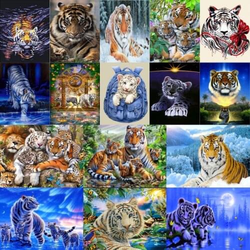 DIY 5D Diamond painting Tiger round diamond mosaic home decor pattern handmade crafts