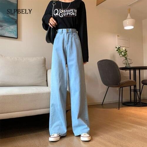 SLPBELY Woman Jeans Spring Summer Vintage High Waist Wide Leg Denim Trousers Long Pant Fashion Harajuku Womens Casual Jean Pants