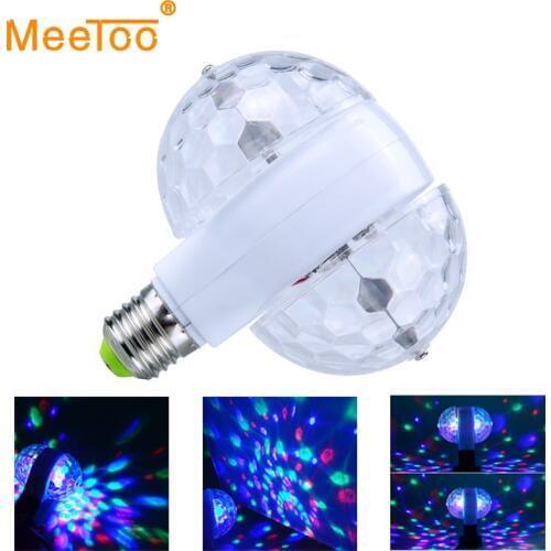 E27 Colorful Auto Rotating RGB LED Stage light Xmas Party Effect Lights Magic double Balls Laser LED KTV Bar DJ Disco light Ball
