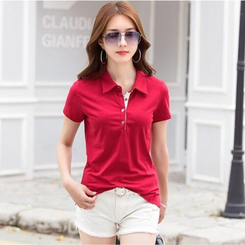 GGRIGHT 2020 New Button Cotton Polo Shirts Women Spring Summer Casual Plus Size Turn-down Collar Polo Tops Female Breathable