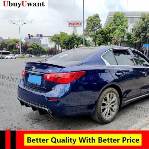 Glossy Black / Carbon Fiber Color ABS Car Rear Trunk Spoiler Wing Lip For Infiniti Q50 2014 2015 2016 2017 2018 2019 2020
