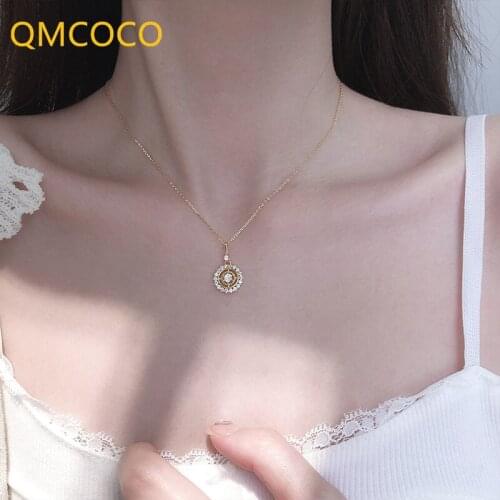 Korean Version Of Round-Shape Zircon Necklace Women Retro INS Clavicle Chain Woman Simple Temperament Neck Chain Trend Jewelry