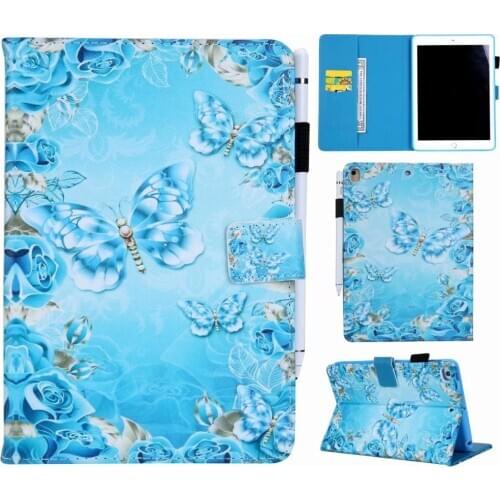 Skin For IPad 9.7 Case 2017 2018 Ipad 5 6 Air 1 2 Pro 9.7 Cartoon Tablet Protective Shell Coque Flip Wallet clip Stand Cover+Pen