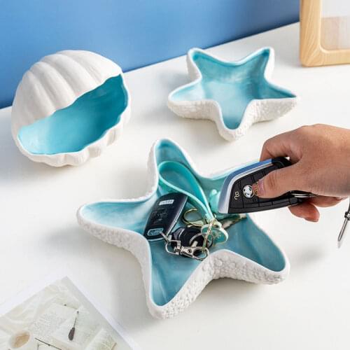 Creative ceramic conch key storage decoration living room dining tabletop candy plate ashtray practical home decoration