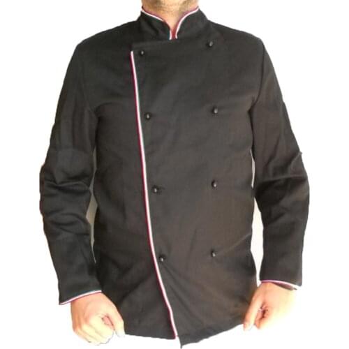 Black Italy tricolor cotton chef jacket chef clothing Kitchen restaurant