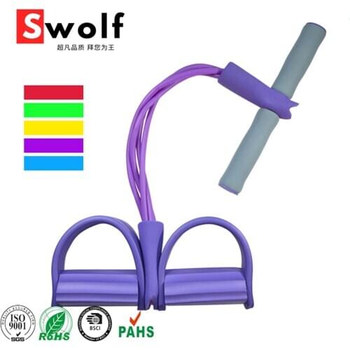 Multifunctional 4 Tubes Latex fitness Elastic bands Pull Rope expander workout Pedal Sports Equipment Resistance Bands home gym