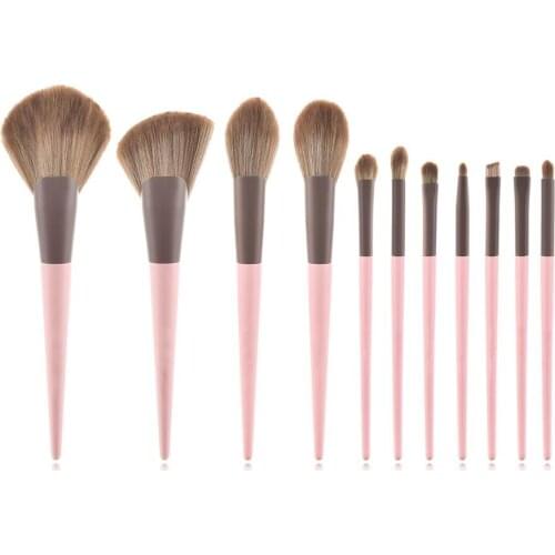 11pcs Makeup Brushes Set Highlighter Eyeliner Eyeshadow Foundation Cosmetic Contour Powder Blending Kabuki Make Up Brush Tool