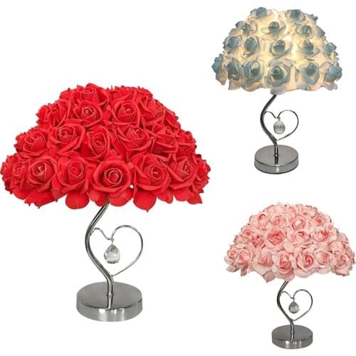 Table Lamp Rose Flower LED Night Light Bedside Lamp Home Wedding Party Decor Atmosphere Night Light Sleep Lighting