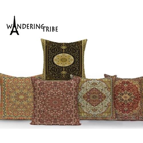 Retro Geometric Throw Pillowcase Ethnic Stripes Bohemian Linen Sofa Cushion Cover Morocco Floral Cushions Cover 45*45Cm Cojin