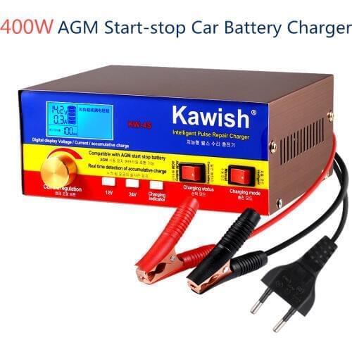 NEW! AGM Start-Stop Car Battery Charger, 400W Intelligent Pulse Repair 12V 20A 24V 15ATruck Motorcycle