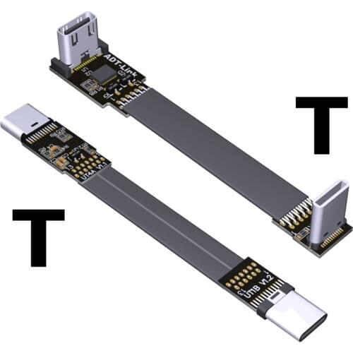 USB 3.1 type C to type C Flat extension Cable 10Gbps fold 90 degree USB C male female FPC FPV Aerial photography cord