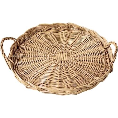Bread Fruit Rattan Storage Tray Storage Basket Round Storage Baskets Tray Wicker Basket Food Breakfast Display Classic Food Pan