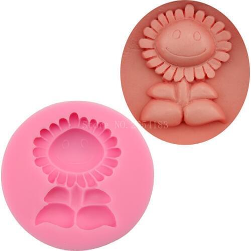 Flower Smile Sunflower Silicone Fondant Soap 3D Cake Mold Cupcake Jelly Candy Chocolate Decoration Baking Tool Moulds F2188