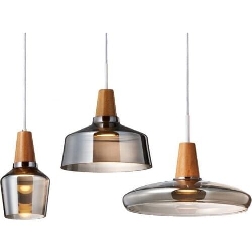 Nordic Hanging Lamp Suspension Luminaire for Living Room Fixtures E27 Modern Led Wood Pendant Lights Glass Loft Industrial Decor