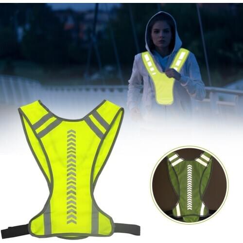 LED Reflective Cycling Vest with Pocket Sports Vest for Outdoor Night Riding Jogging Warning Vests