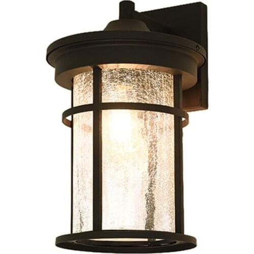 Large barrel shaped outdoor wall light,Aluminum art lighting,Crackle glass shade,Hotel Terrace porch restaurant Decor