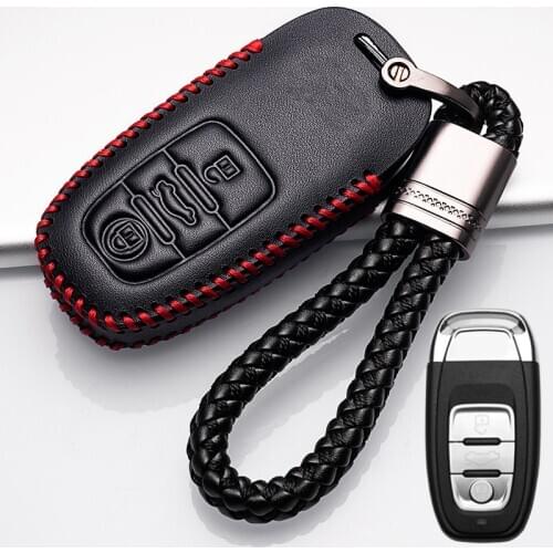 Key Cover Car Remote Smart Fob Car key Case Shell For Audi A1 A3 A4 A5 A6 A7 A8 Quattro Q3 Q5 Q7 Top Layer Leather
