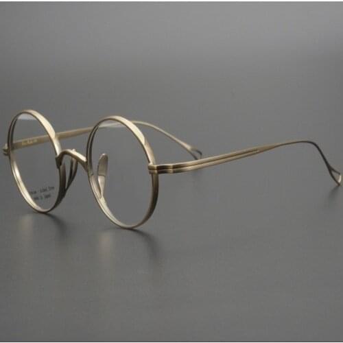 Retro Pure Titanium Round Glasses Frame Men Full Rim Myopia Eyewear Brand Designer Clear Lens Vintage Optical Eyeglasses Women