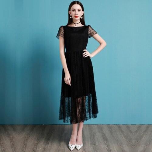 High End Celebrity Dress WomenS Summer New Retro Hepburn Style Little Black Dress Fairy Long Skirt