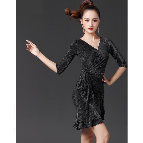 2020 New Latin Dance Dress Women Black / Red Sets Tops+skirt Tango Rumba Ballroom Fashion Modern Salsa Cha Cha Latin Dance Skirt