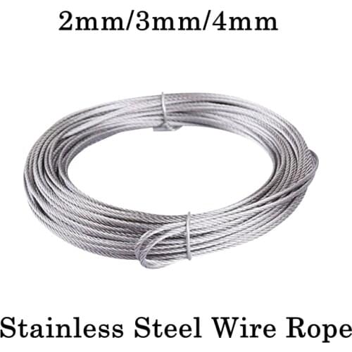 10m 304 Stainless Steel Wire Rope 2mm/3mm/4mm Soft Traction Connecting Rope Sunshade Sail Accessories