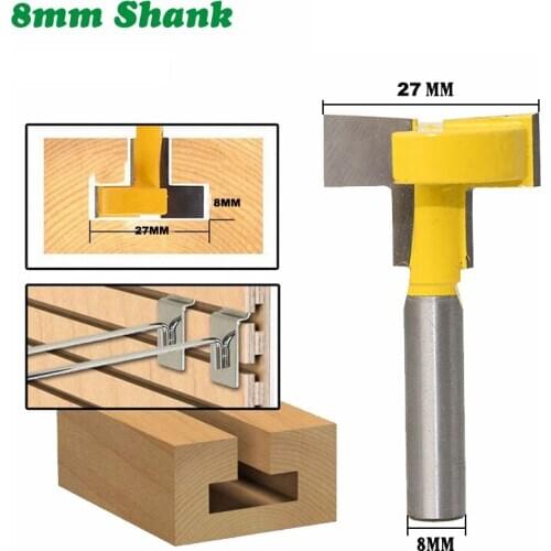 1PC 8MM Shank Milling Cutter Wood Carving T-Slot Milling Straight Edge Slotting Knife Cutter Router Bits Cutting Handle for Wood