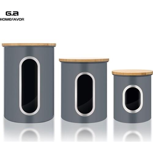 3 Pcs Storage Box Bin Set Snack Canister Food Container Coffee Bean Tea Sugar Bucket Kitchen Food Organization Jar