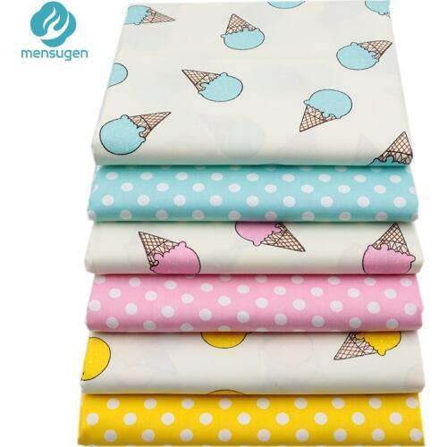 50cm*160cm Cartoon Ice Cream Cotton Fabric For Patchwork Quilts Dresses Sewing Baby BeddingTextile And Quilting Crafts Material