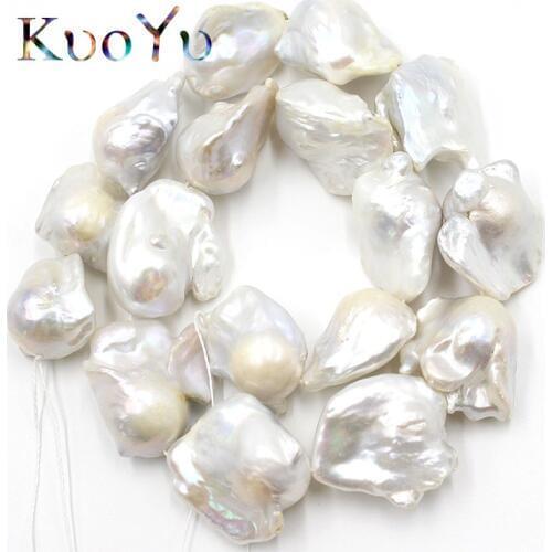 AAA 14-28mm Natural Irregular White Baroque Pearl Freshwater Loose Beads For Jewelry Making DIY Bracelets Necklace 15"Strand