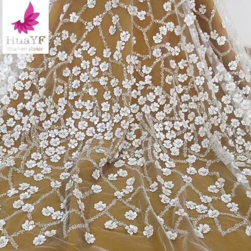 African French Beaded Lace Fabric 5 yards For Bridal Wedding Party HY1577-1