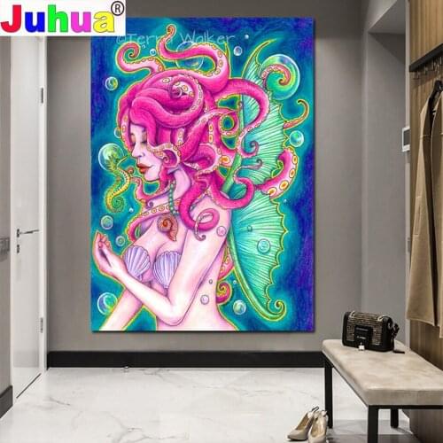 Pink Pctopus women DIY diamond painting,full,square,round drill diamond embroidery mosaic diamond cross stitch 5d diy Portrait