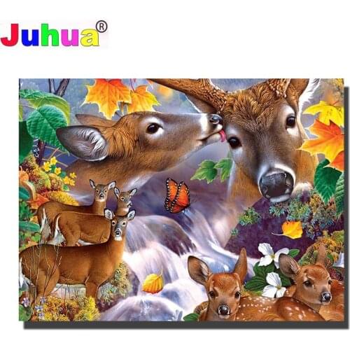 Waterfall 5d diy diamond painting"Animal Elks Deer"mosaic cross stitch portrait embroidery diamond Full round square stones