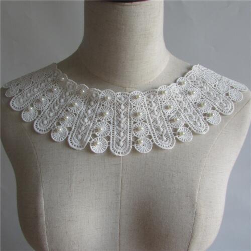 White pearl Embroidered Lace Collar Neckline Venise Applique Embroidery Sewing on Patches Sewing Fabric Accessories YL94