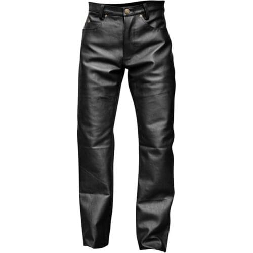 Men Pants Punk Leather Night Club Stage Boy Flirting Uniform Skinny Motocycle Biker Pants Long Stretchy Pencil Trousers 2021