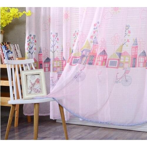 Floral Tulle Curtains For Living Room Sheer Curtains For Children Bedroom Door Short Kitchen Window Curtains Kids Drapes
