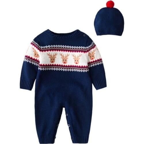 Christmas Elk Autumn Winter Baby Boy Girl Long Sleeve Rompers Kids Boy Girl Rompers Newborn Rompers Clothes