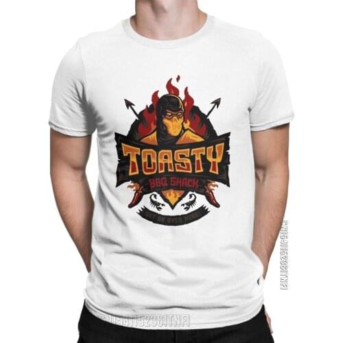 Vintage Mortal Kombat Scorpion Toasty T-Shirts For Men O Neck Cotton T Shirts Classic Short Sleeve Tees Printing Clothing