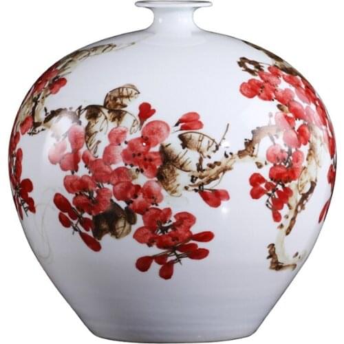 Ceramic Vase Decoration Famous Hand Painted Ziqi Donglai Vase Flower Arrangement Modern Chinese Style Living Room Decorations