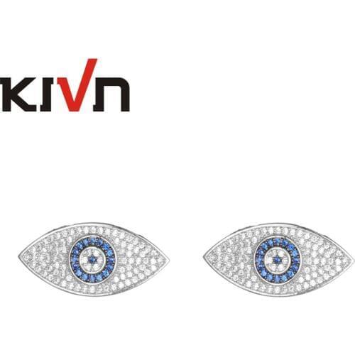 KIVN Fashion Jewelry Blue eye CZ Cubic Zirconia Womens Girls Bridal Wedding Stud Earrings Birthday Gifts 10pcs Lots Wholesale