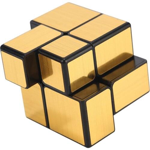 QiYi 2x2 Cube Mirror 2x2x2 Magic Cube 2 Layers Gold and Silver Sticker Speed Cube Professional Puzzle Toy For Children Kids Gift