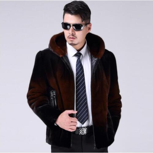 Hooded autumn faux mink leather jacket mens winter thicken warm fur leather coat men casual jackets jaqueta de couro fashion 3XL