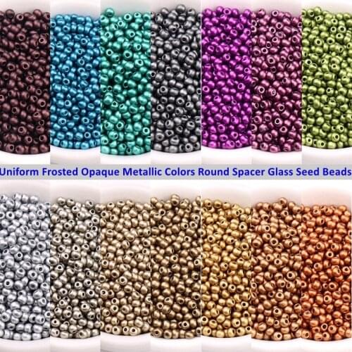 2mm 3mm 4mm Frosted Opaque Metallic Colors Glass Seedbeads Matte Round Spacer Rice Beads For DIY Jewelry Making Garments Sewing