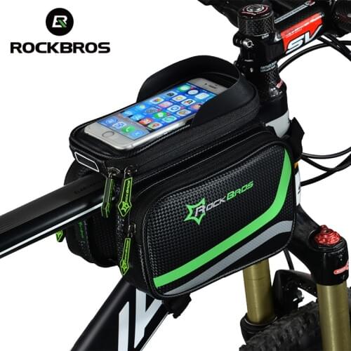 ROCKBROS MTB Road Bicycle Frame Top Tube Bag Waterproof Screen Touch Phone Storage Bag For 5.8/6.2 Inch Cycling Accessories